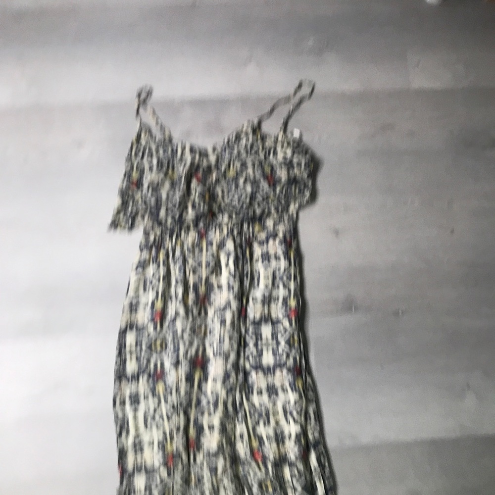 JOIE IVORY NAVY 100% SILK MAXI DRESS FLORAL RESORT WOMENS SMALL - Picture 2 of 9